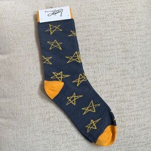 Primitives by Kathy Navy Socks with Gold Star Motif